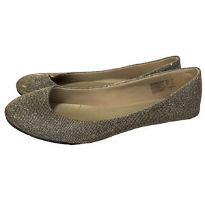 Lower East Side Women's 8W Ballet Flat Gold Glitter Bling Glam HOCO Holiday Prom